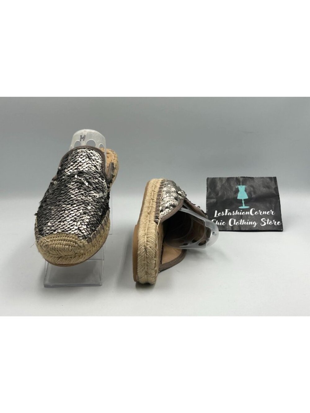 Sam Edelman Women's Pewter Sequin Kerry Espadrille Mules Shoes Size 6 3348 - Picture 6 of 16